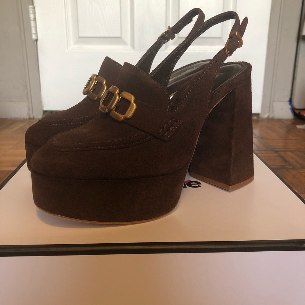 Larroudé Brown Suede Platform Heels BNWT